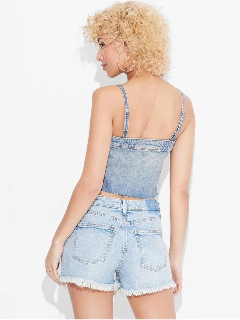 Wild fable Denim Crop Cami Top - Light Blue - Picture 4 of 4
